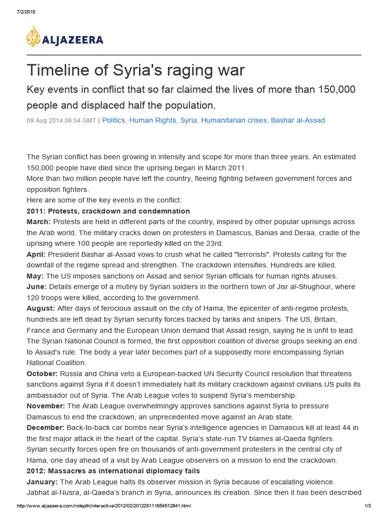 Assad Regime Conflict Timeline | PDF | Bashar Al Assad | Syria