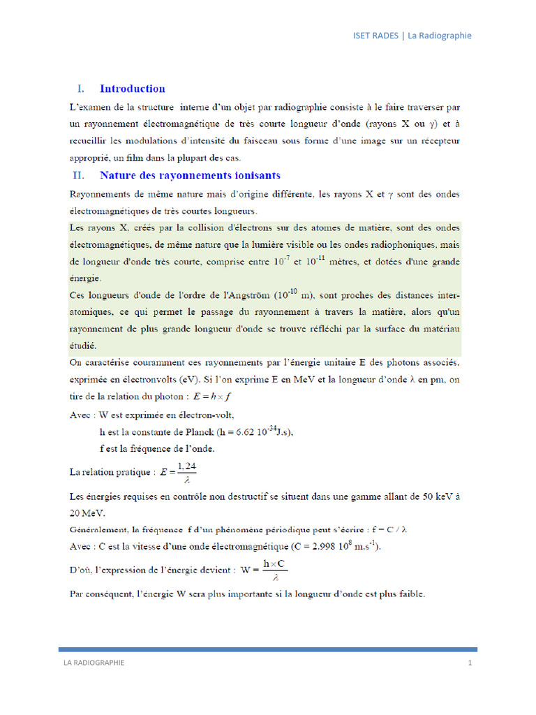 Radiographie à ISET Rades : Guide Complet | PDF