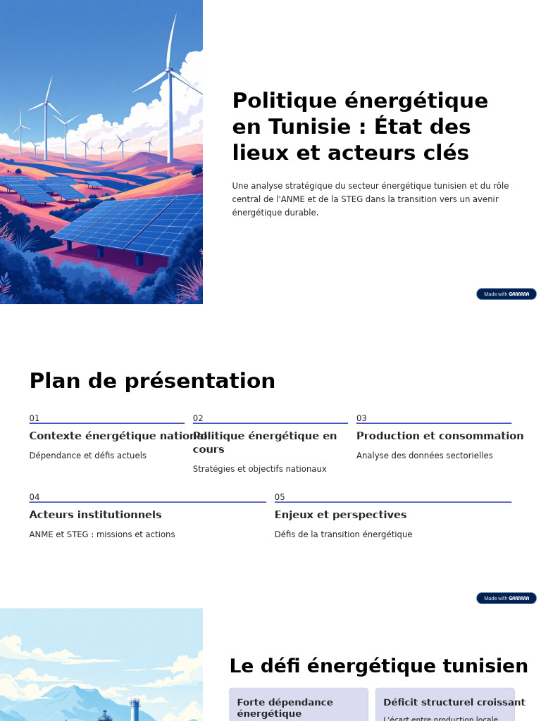 État des lieux de l'énergie en Tunisie | PDF | Énergie renouvelable ...