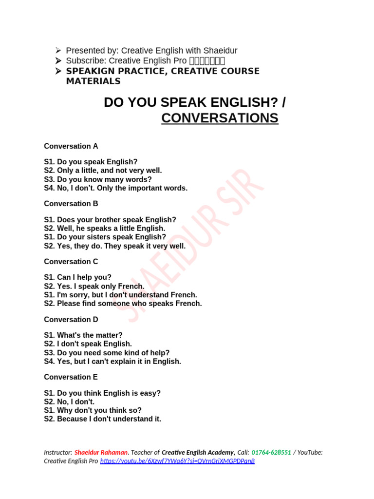 SPOKEN PRACTICE 1 New File Conversational | PDF