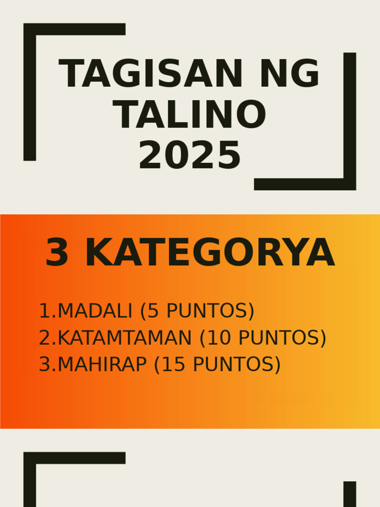 Tagisan NG Talino 2025 | PDF
