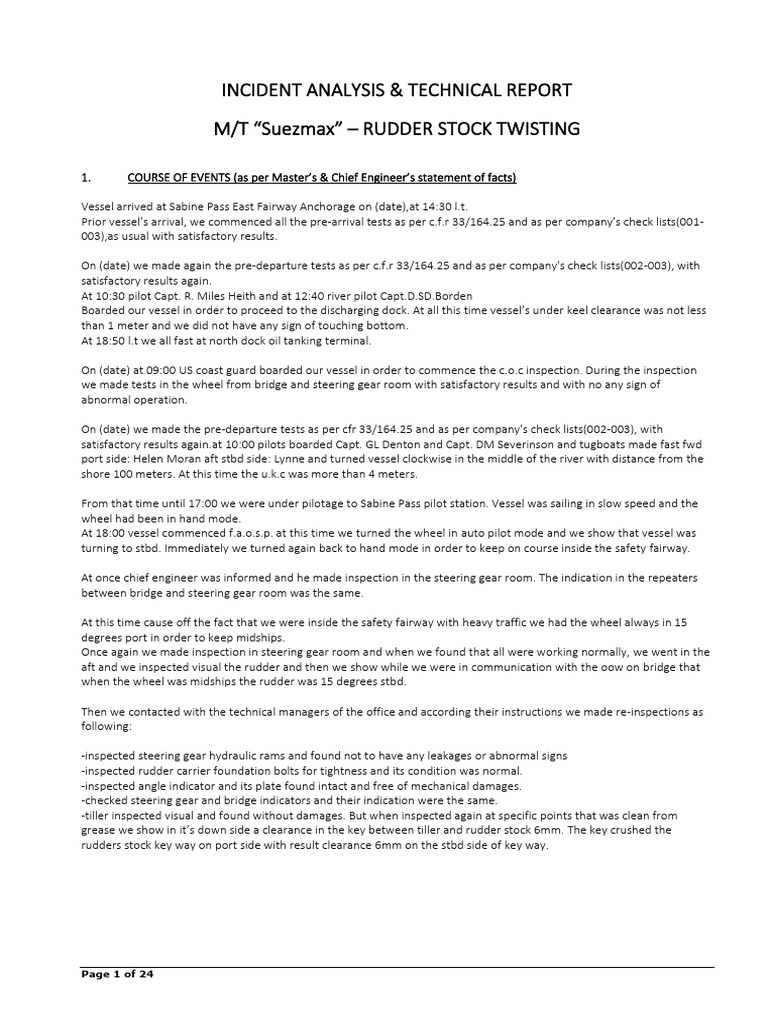 Rudder Stock Twisting Incident Report | PDF | Rudder | Screw
