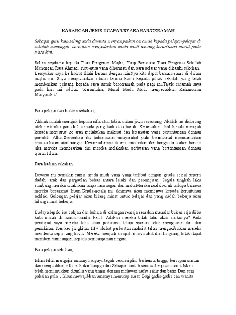 Karangan Jenis Ucapan Pdf