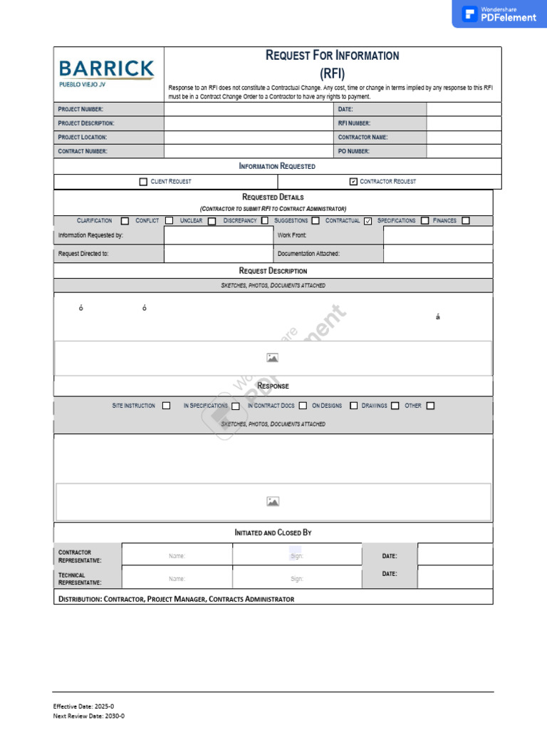 RFI Submission for Construction Clarifications | PDF | Procurement ...