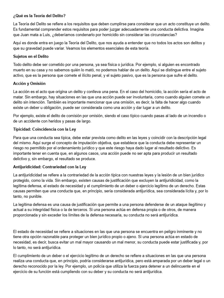 Fundamentos de la Teoría del Delito | PDF | Intención (Derecho Penal ...