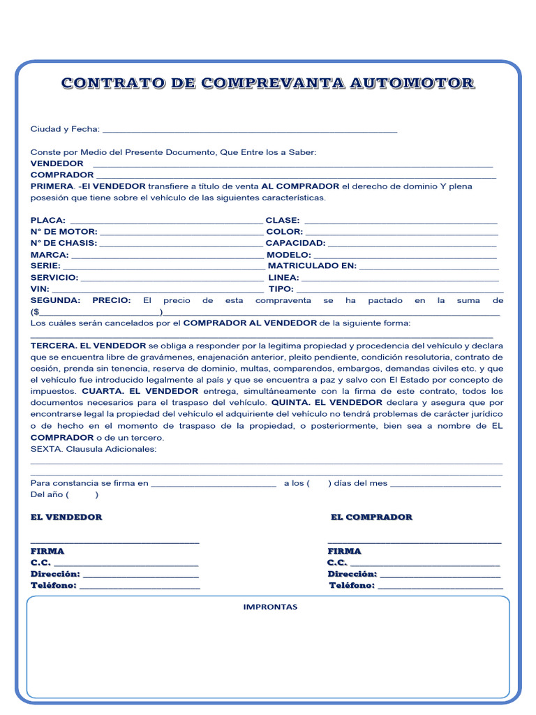 Contrato de Compraventa de Vehículo | PDF | Derecho privado