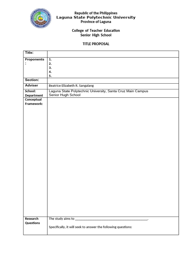 Senior High School Research Proposal | PDF