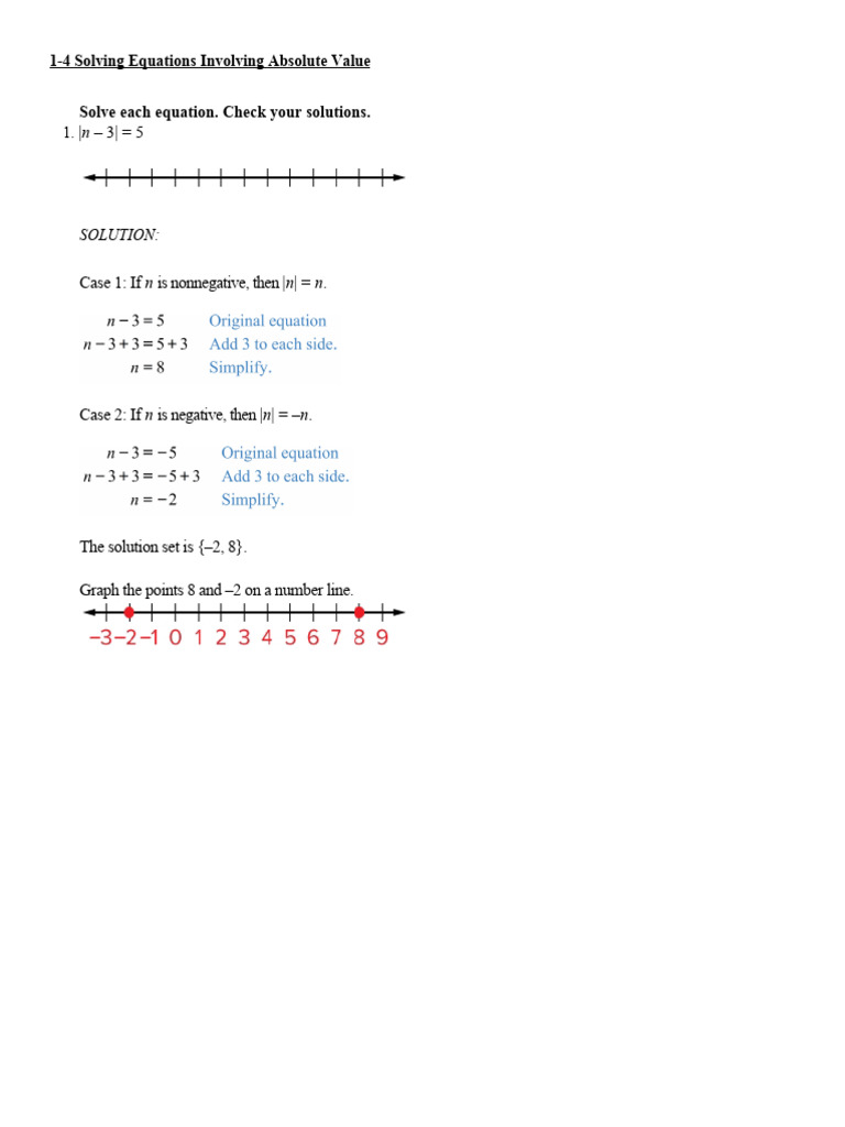 Solving Absolute Value Equations | PDF | Mean | Standard Deviation