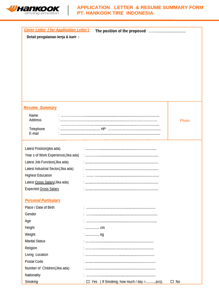 Application Letter & Resume Template | PDF