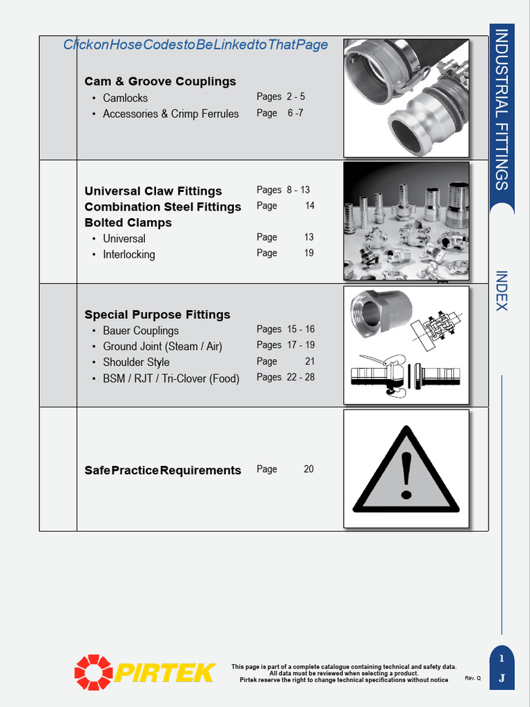Industrial Camlock Fittings Catalogue | PDF | Mechanical Engineering