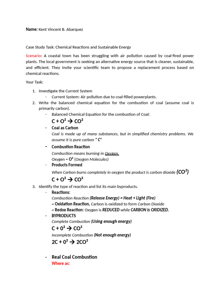 Sustainable Energy Solutions Case Study | PDF | Combustion | Coal