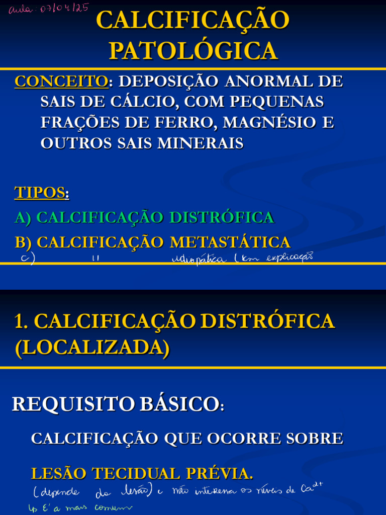 Tipos e Exemplos de Calcificação Patológica | PDF | Especialidades ...