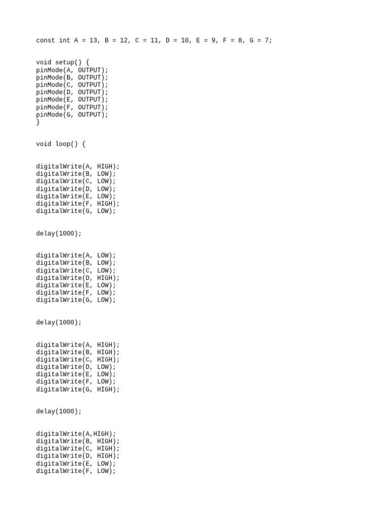 Arduino LED Control Code Example | PDF