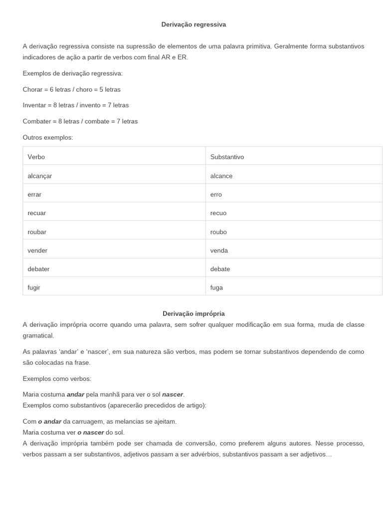Exemplos de Derivação Regressiva | PDF