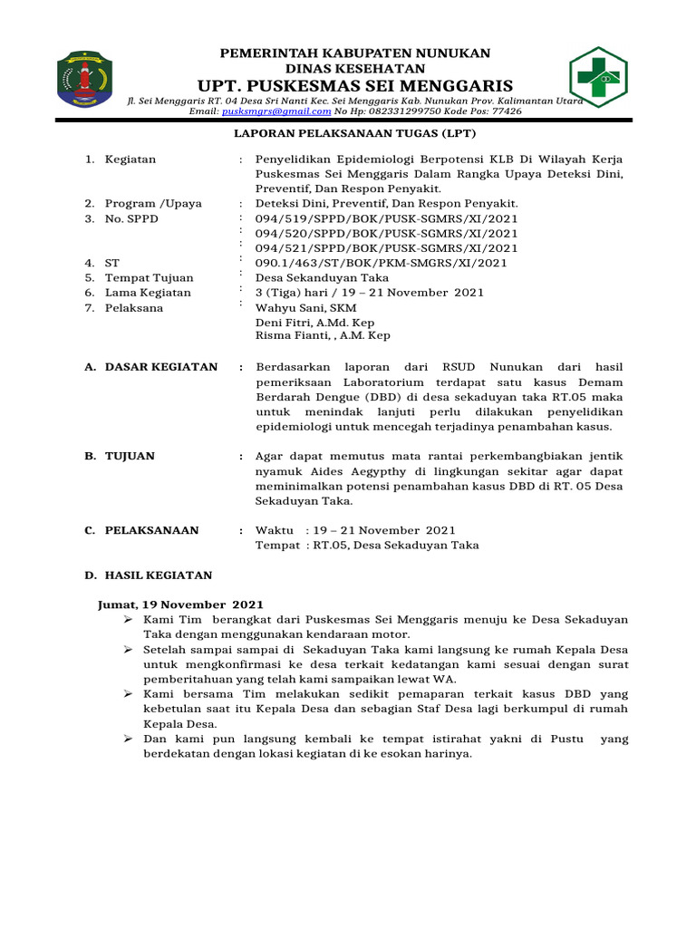 Penyelidikan Epidemiologi DBD Nunukan | PDF