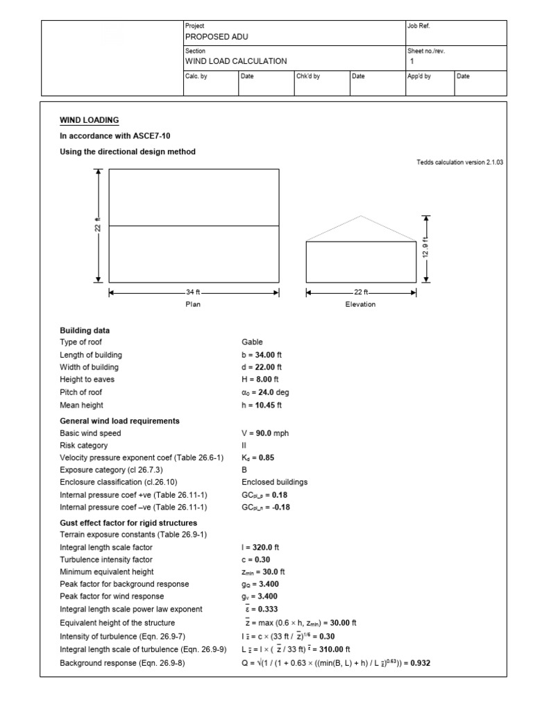 Wind Load Calculation for Proposed ADU | PDF | Force | Applied And ...