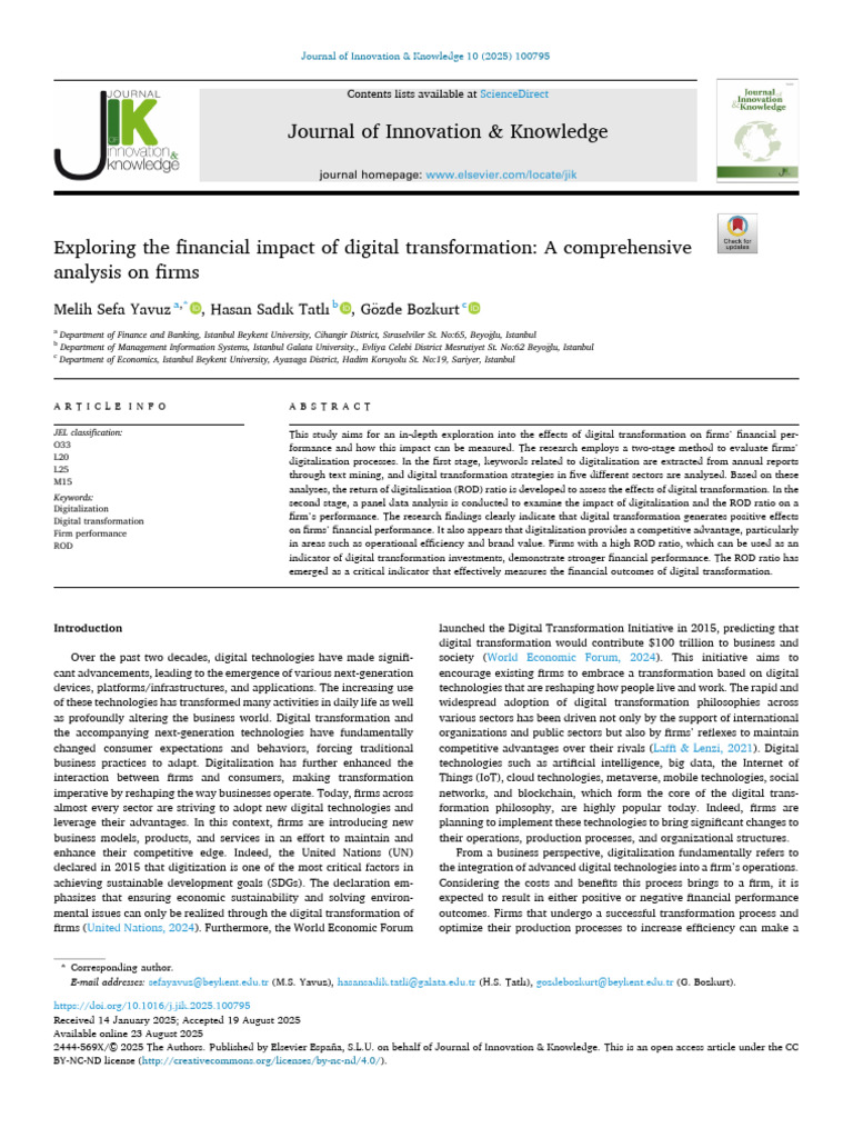 Financial Impact of Digital Transformation | PDF | Innovation | Brand
