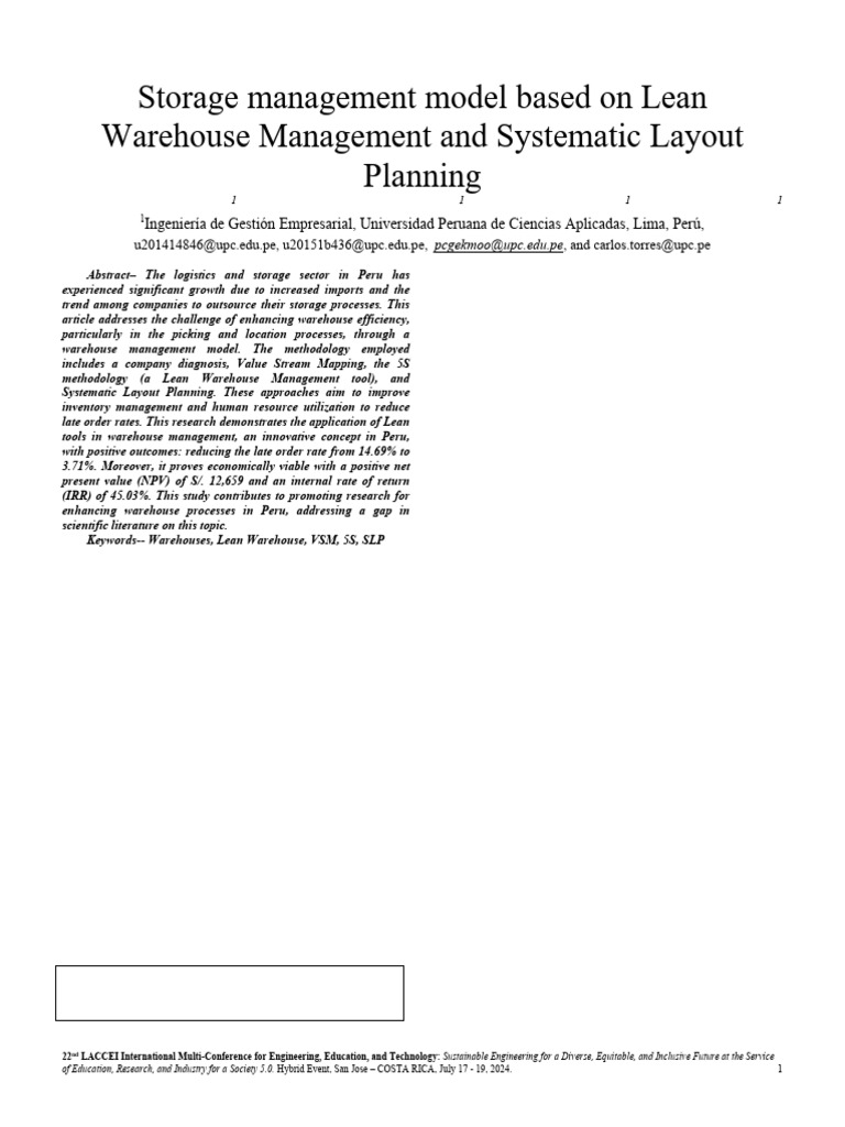 Lean Warehouse Management Model in Peru | PDF | Lean Manufacturing ...