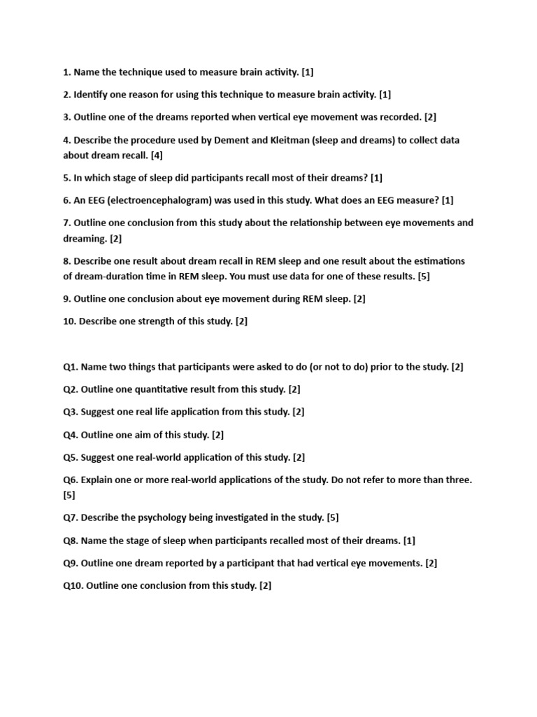 Measuring Brain Activity and Dream Recall | PDF