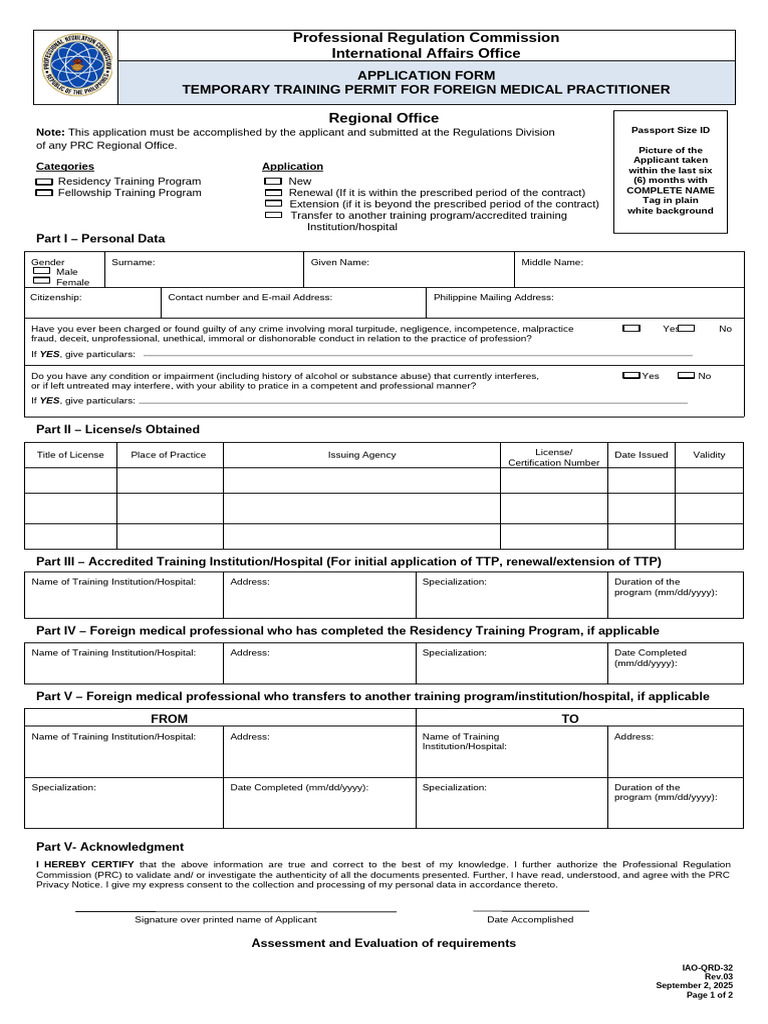 Temporary Training Permit Application Form | PDF | Identity Document