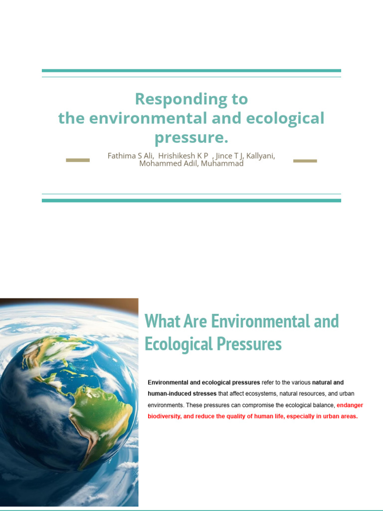 Addressing Environmental Pressures | PDF | Electric Vehicle | Habitat ...