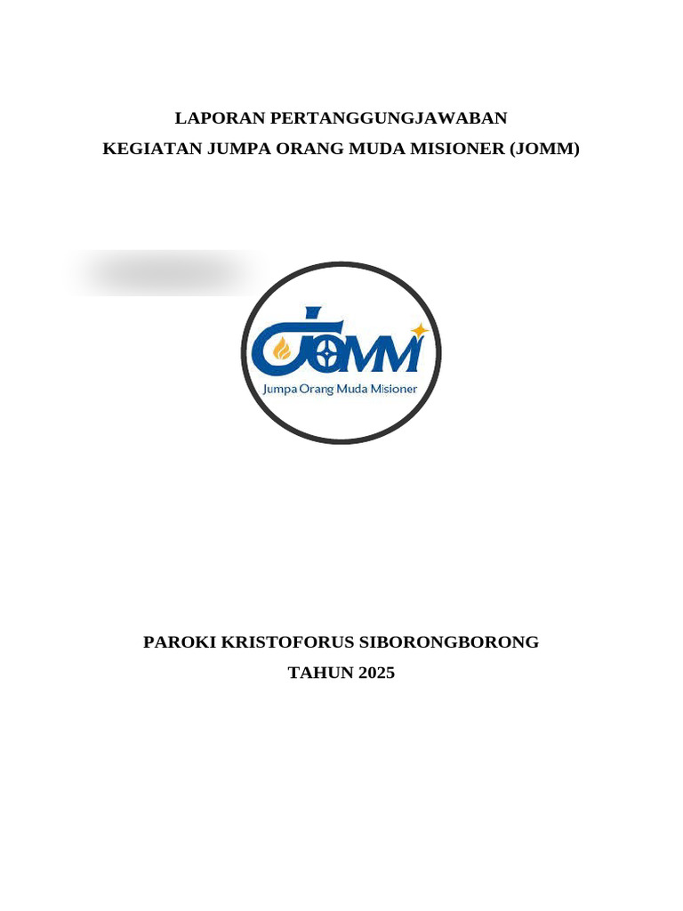 Laporan Kegiatan JOMM 2025 Paroki Siborongborong | PDF