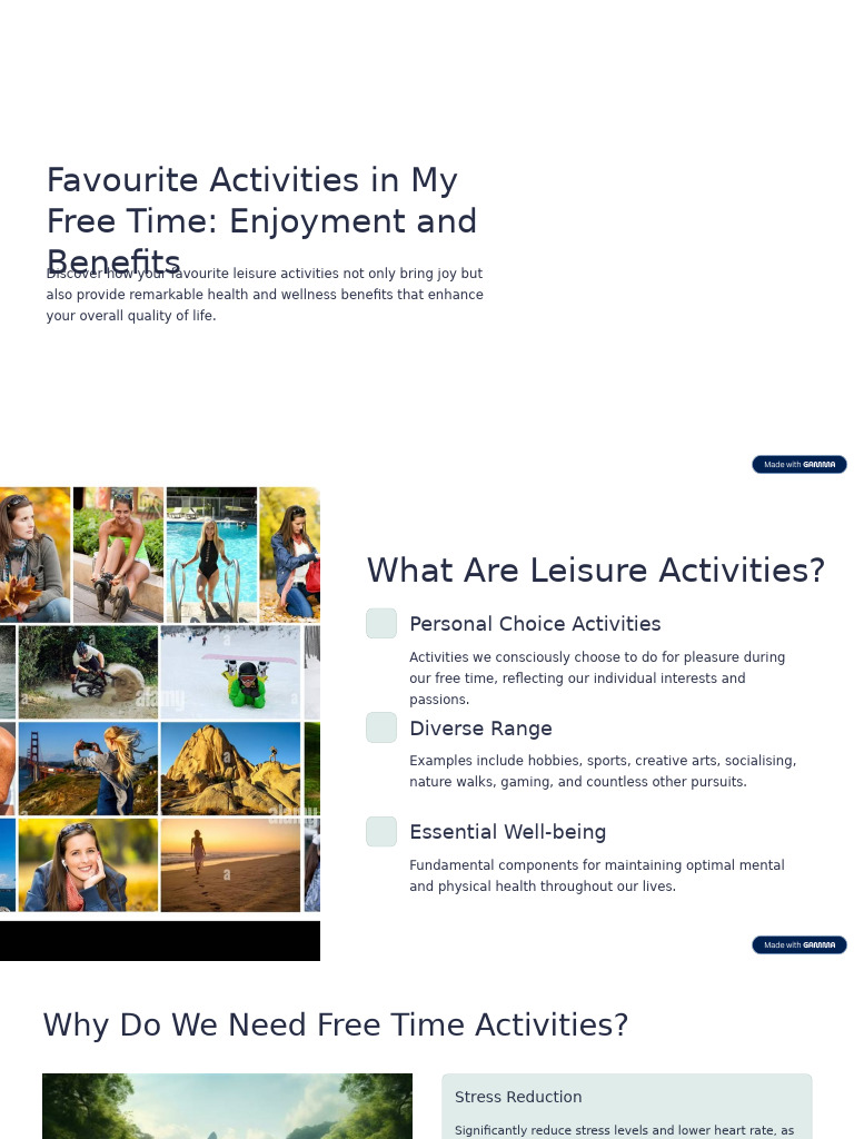 Benefits of Leisure Activities for Well-being | PDF | Physical Fitness ...