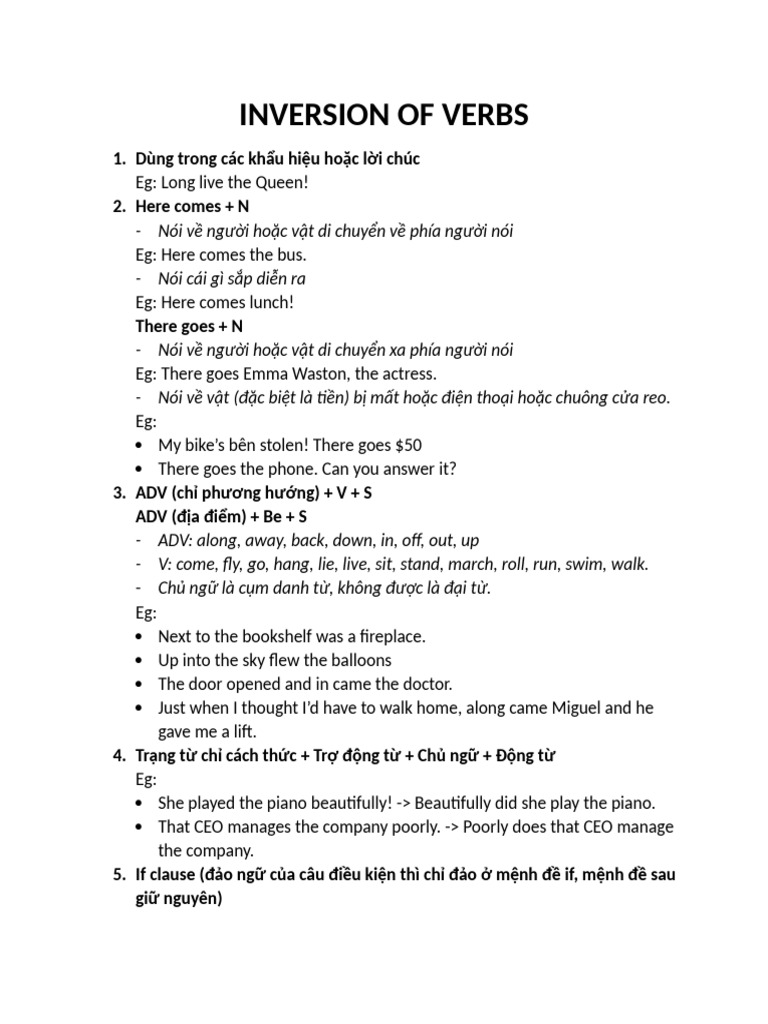 Verb Inversion Rules and Examples | PDF | Linguistics | Syntax