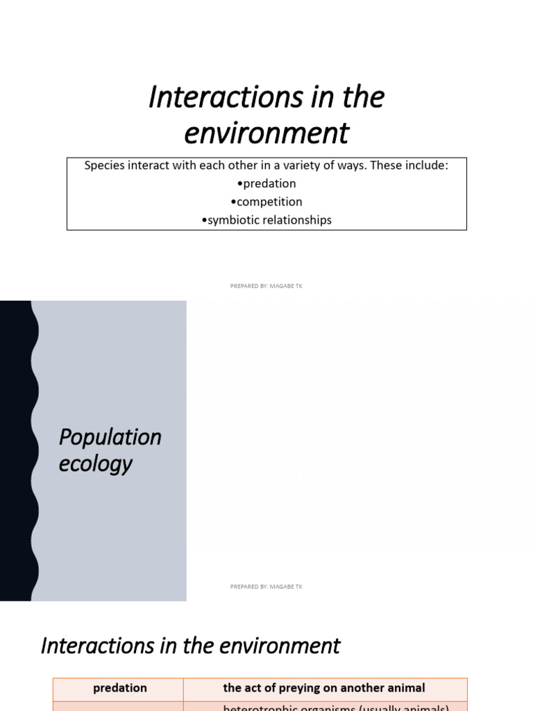 Species Interactions in Ecosystems | PDF | Symbiosis | Predation