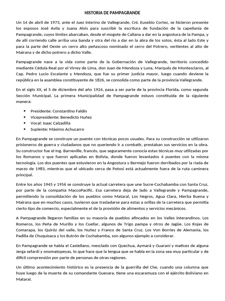 Historia del Puente en Pampagrande | PDF | América del Sur