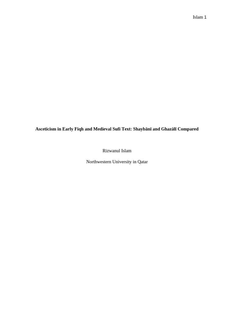 Asceticism in Early Islam: Shaybānī vs. Ghazālī | PDF | Sufism | Asceticism