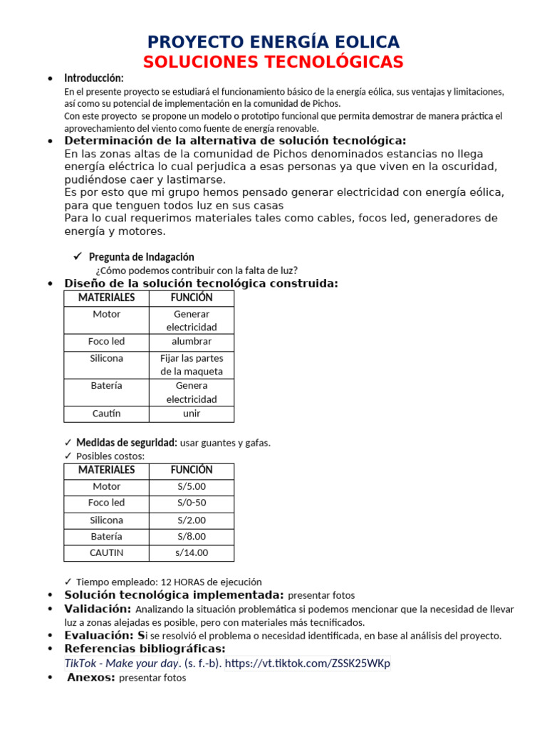 PROYECTO Energía Eolica | PDF