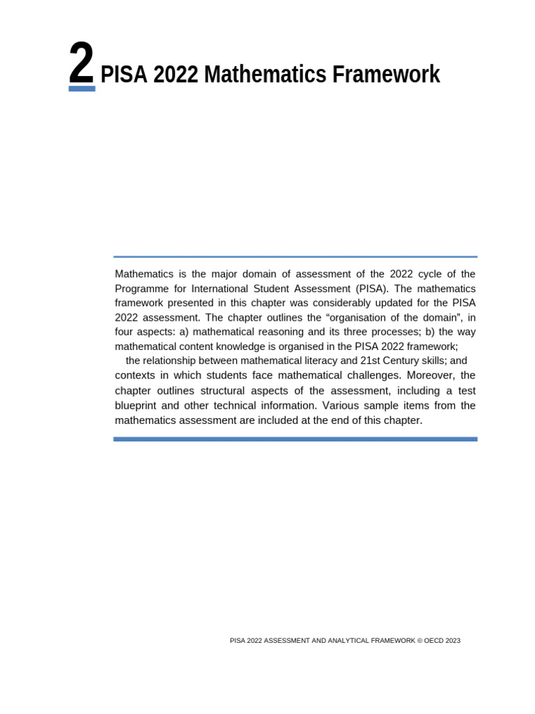 PISA 2022 Mathematics Assessment Framework | PDF | Mathematics ...