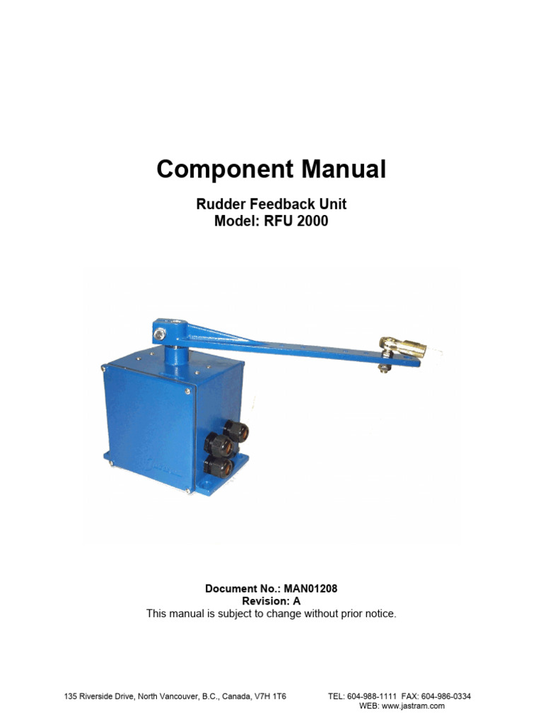 RFU 2000 Rudder Feedback Unit Manual | PDF | Rudder | Power Supply