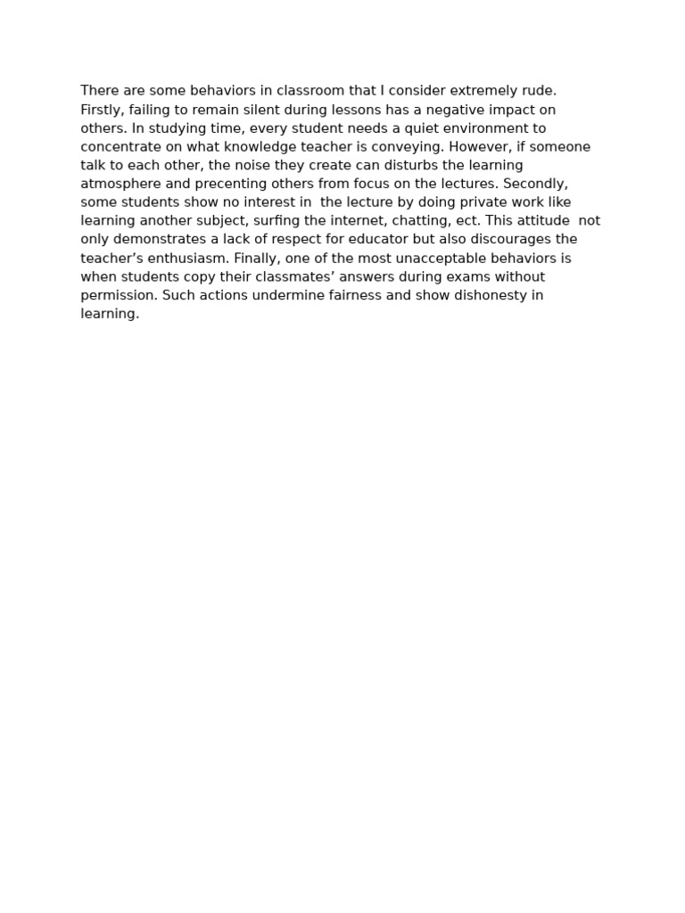 There Are Some Behaviors in Classroom That I Consider Extremely Rude | PDF