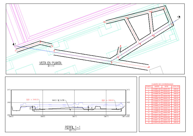 Layout Planta Perfil +coordenadas - Sur | PDF