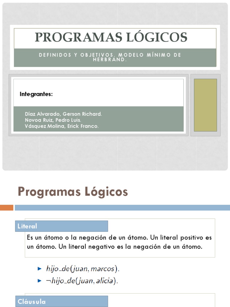 Programas Logicos | PDF | Lógica de primer orden | Teoría del modelo