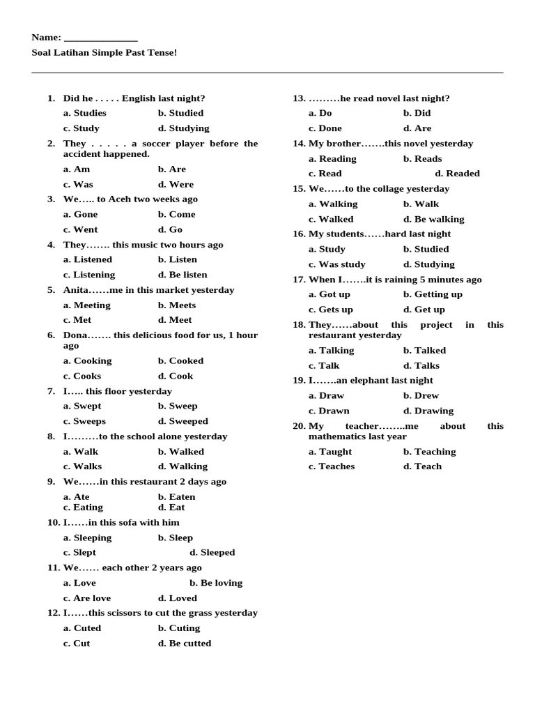 Latihan Simple Past Tense Kelas 6 | PDF | Chess Openings | Chess Theory