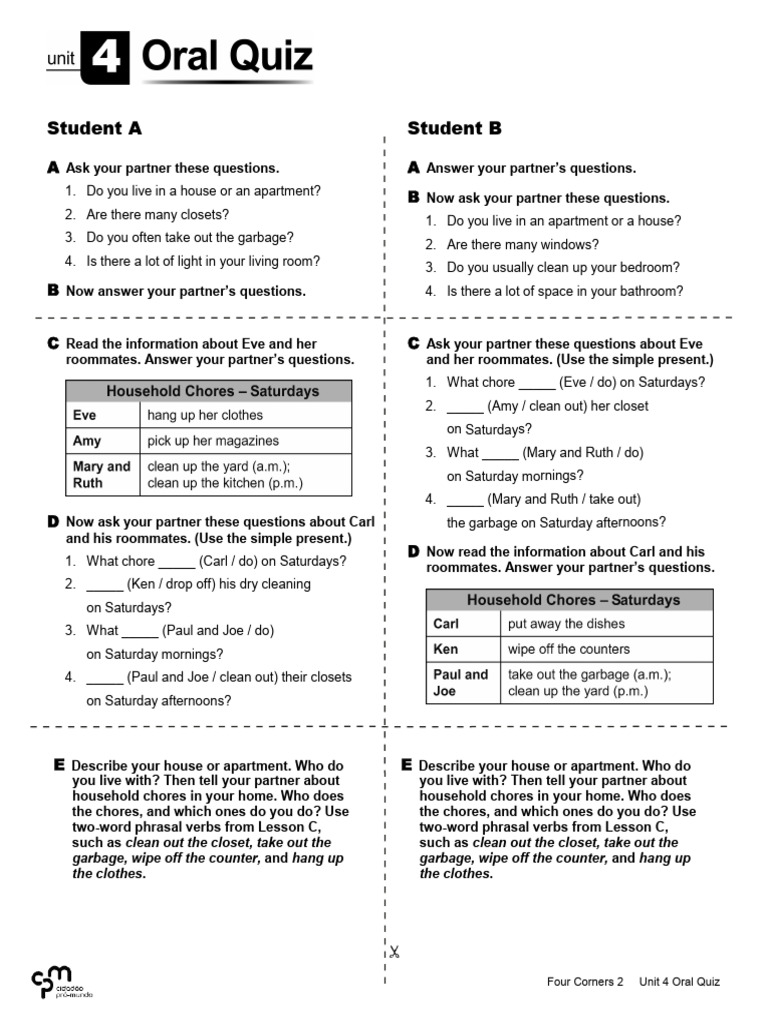 FC Level 2 Unit 4 Turma F-OralTest A - B | PDF | Home