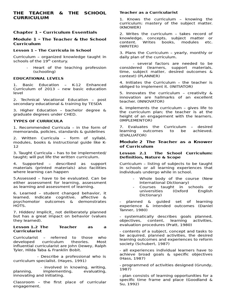Understanding School Curriculum Essentials | PDF | Curriculum | Learning