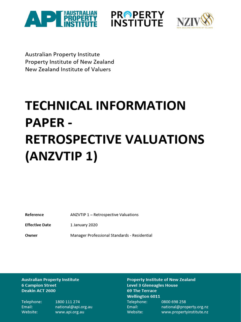 ANZVTIP1 Retrospective Valuations - Final (Clean) - 17122019 | PDF ...