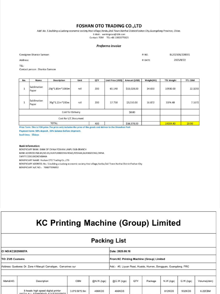 Container Packing List | PDF