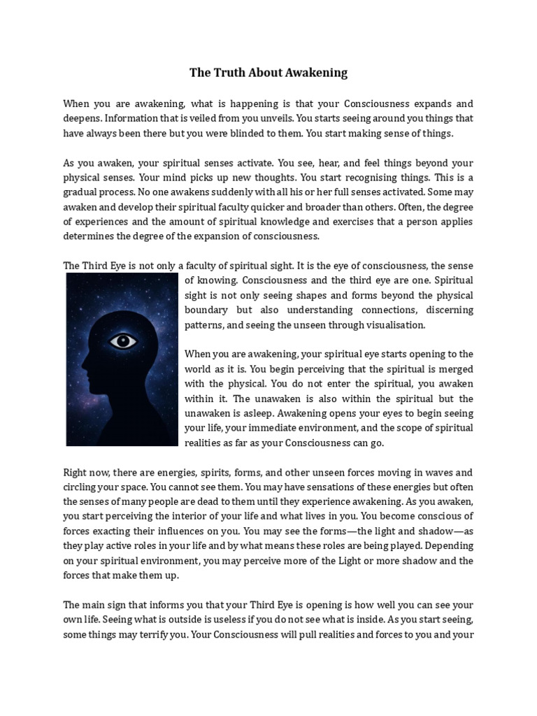 Awakening Consciousness Explained | PDF | Consciousness | Senses