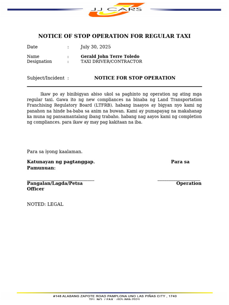 Stop Operation | PDF
