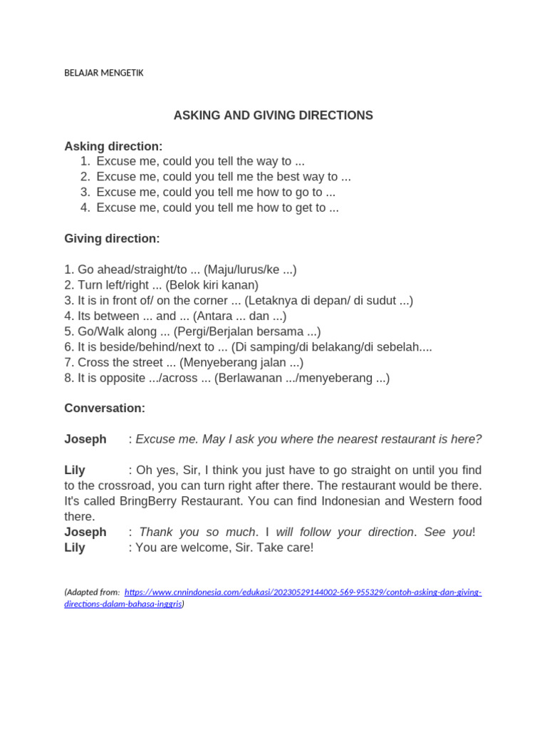 Asking and Giving Directions Guide | PDF