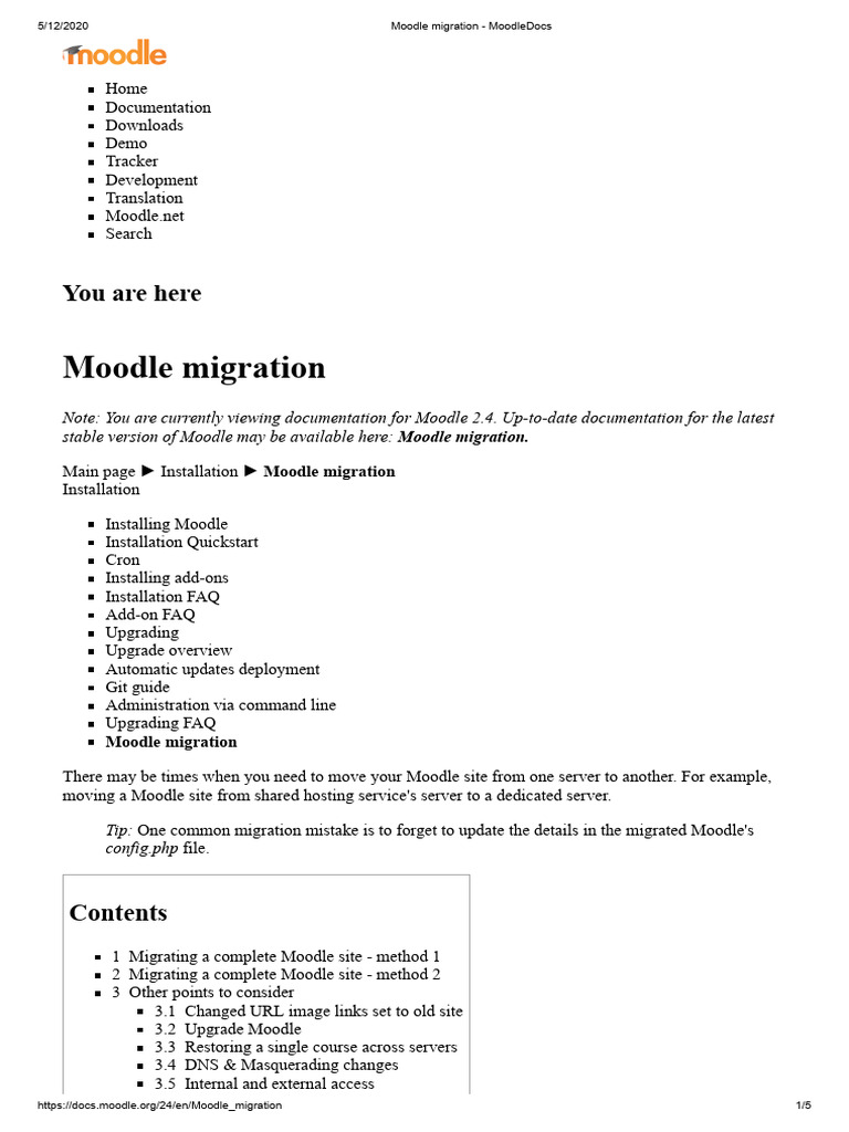 Moodle Site Migration Guide | PDF | Computer File | My Sql