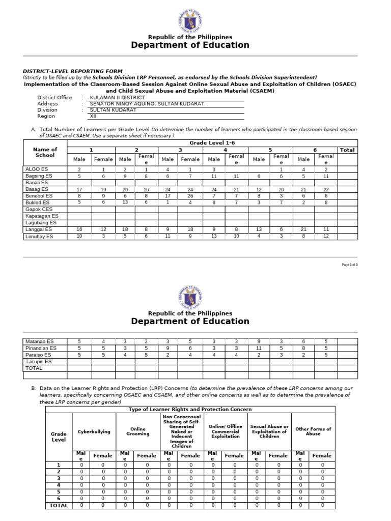 OSAEC and CSAEM Reporting Form | PDF | Sex Crimes | Childhood