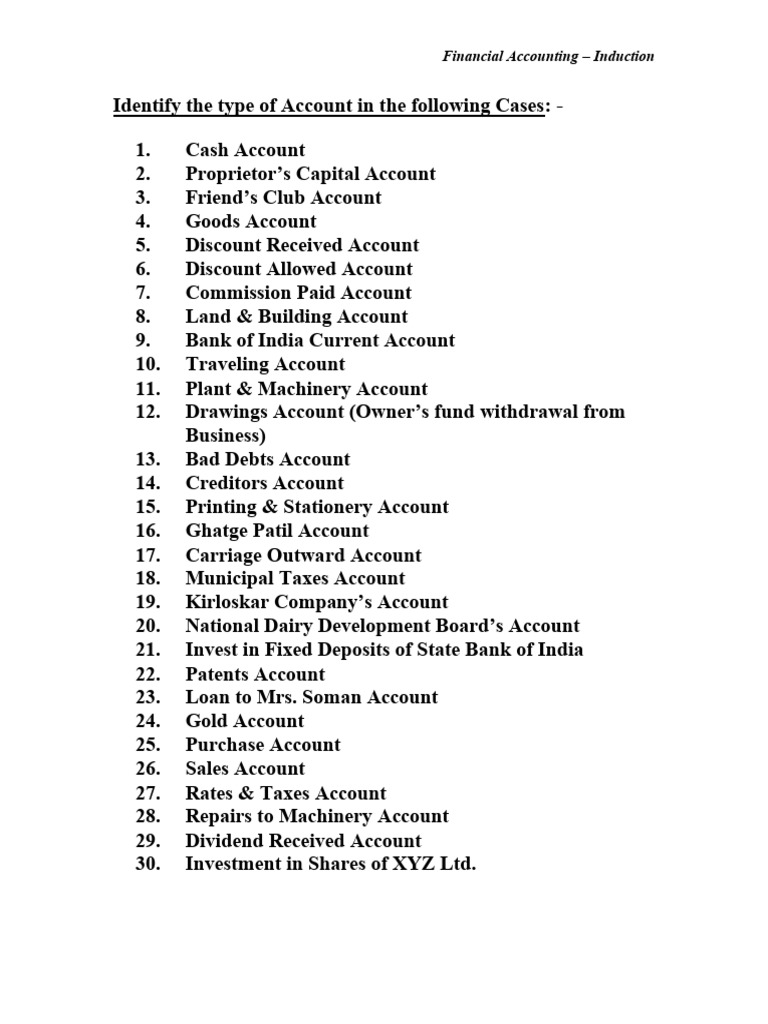 Types of Accounts in Financial Accounting | PDF | Debits And Credits ...