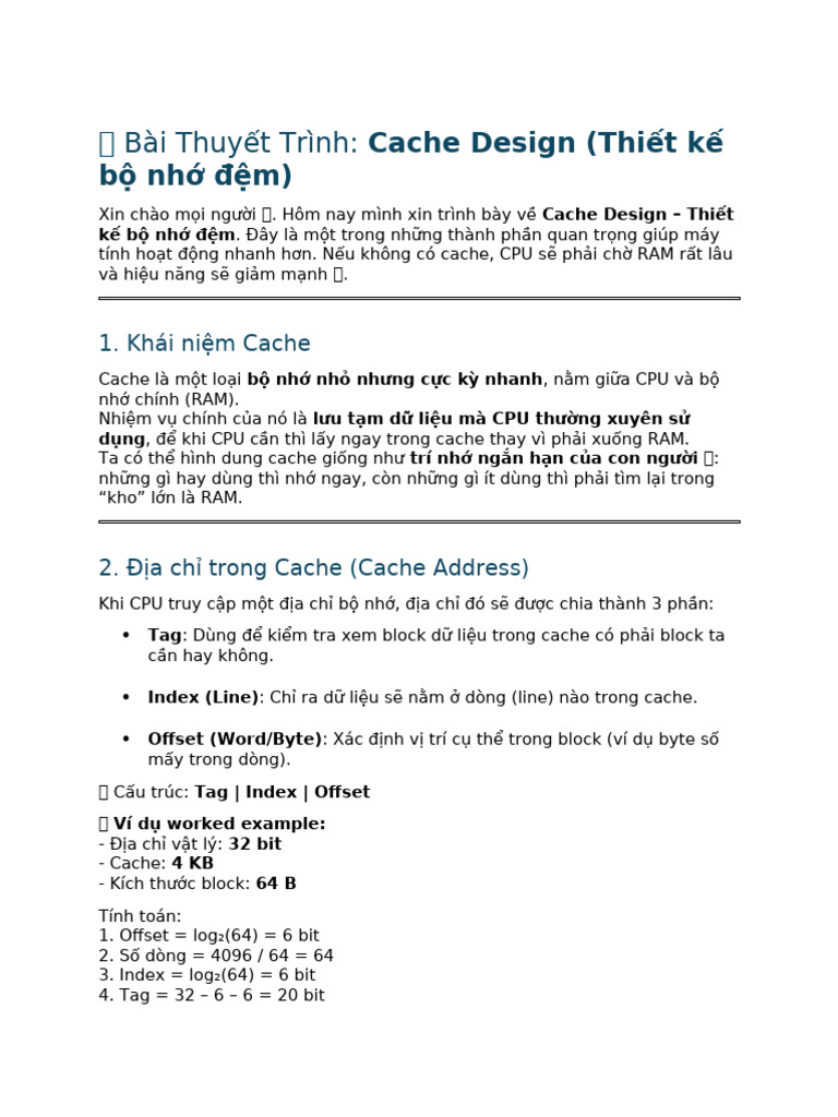 Cache Design VN | PDF