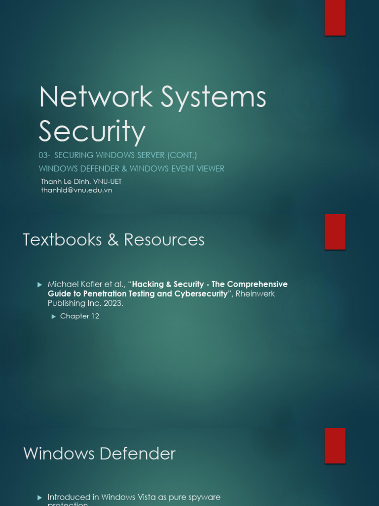 03 - Securing Windows Server (Cont) | PDF | Computer Virus | Firewall ...